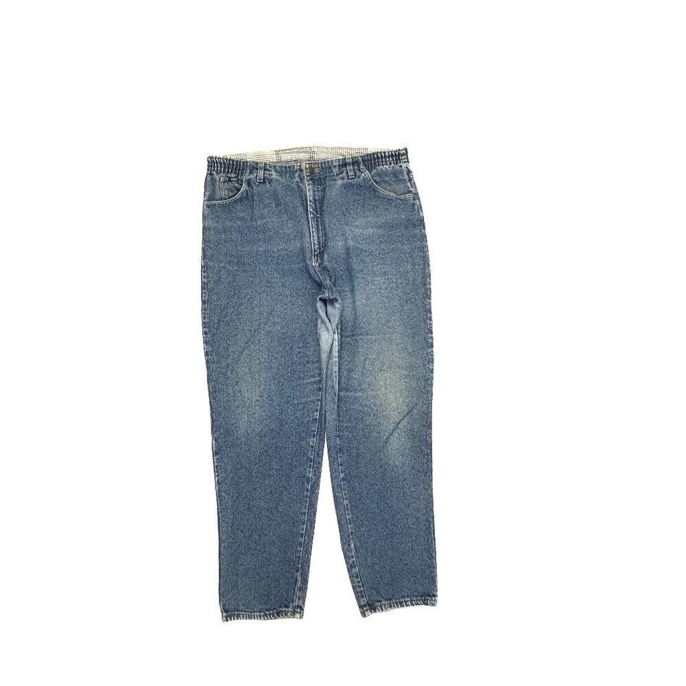 Lee‎ Side Elastic Straight Leg Women's size 18 Medium Wash Blue Denim jeans